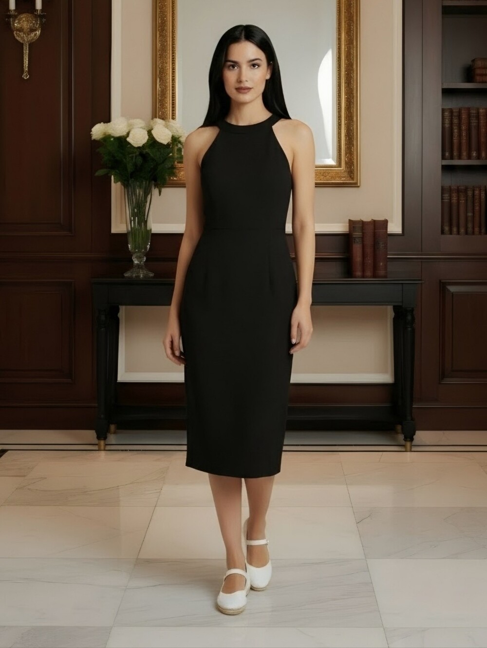 Lulu's Black Size XS Halter Midi Dress